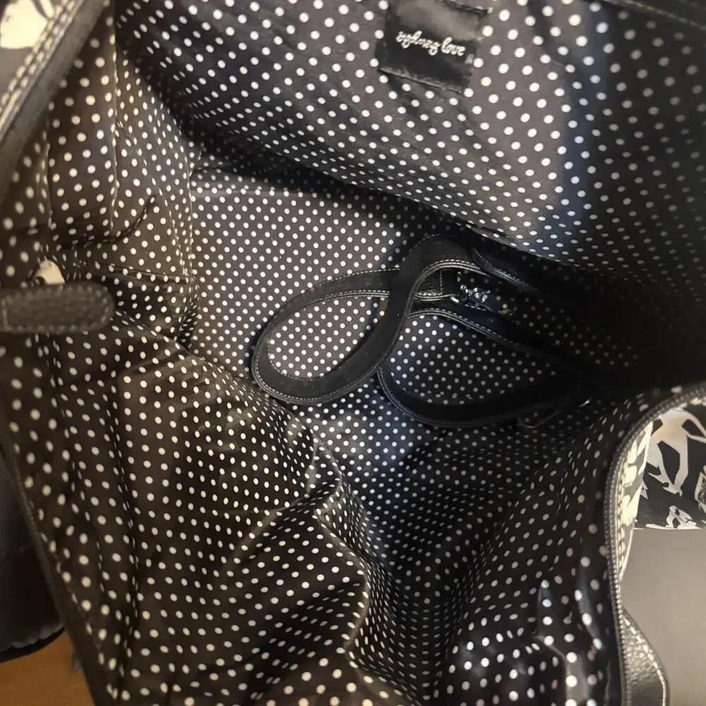 Vintage 2003 Sydney Love Travel Tote Black White Silhouette Weekender Bag